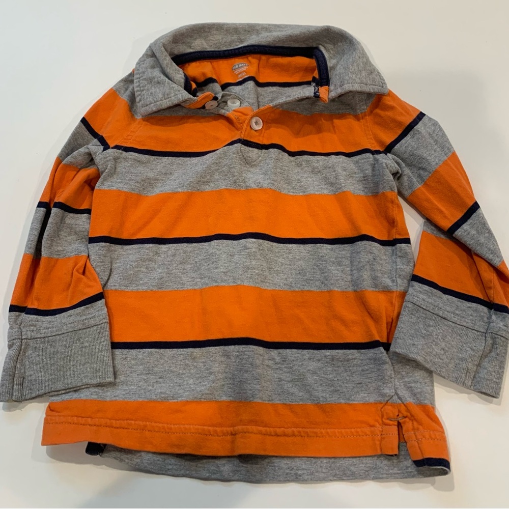 6/$20 Orange and Gray Striped Kids Shirt